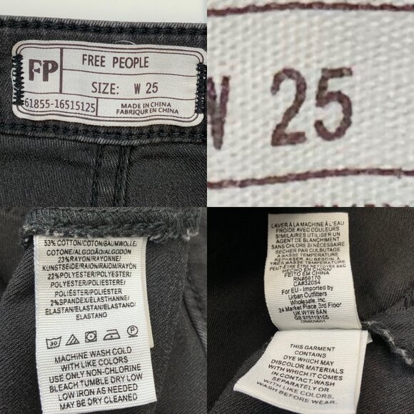 Free People Just Float On Flare Jeans 25 Wash Black Charcoal High Rise - Picture 4 of 13